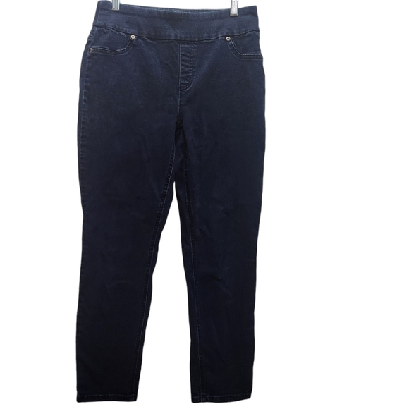 Perfect Stretch by Chico's Dark Blue Denim Size 0 Ankle Cropped Jeans Pull-On - Picture 1 of 4